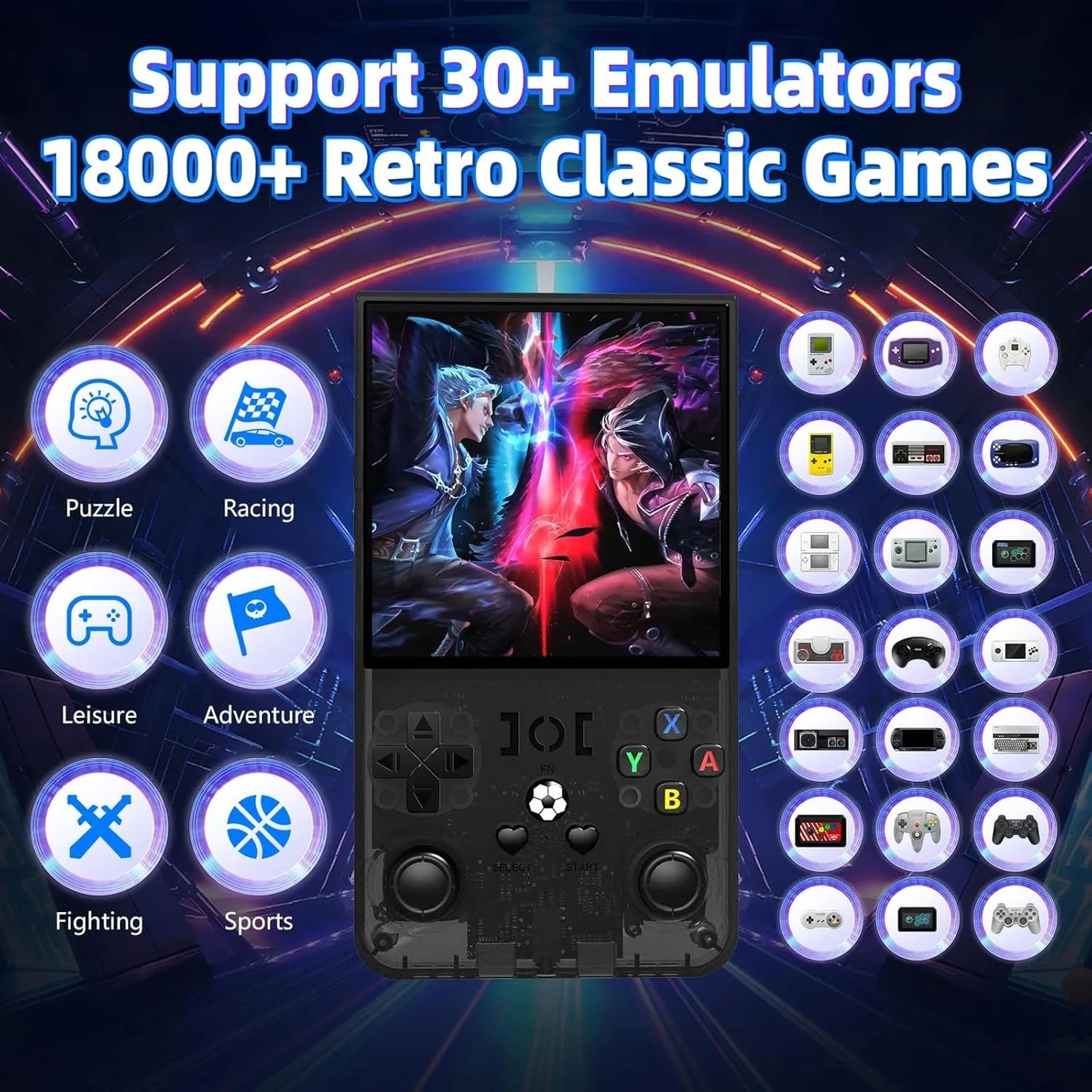 NEW R36 MAX Retro Handheld Game 4.0Inch IPS Screen Console 128GB Portable Video Player Supports 30+ Emulators 20000+Gremas