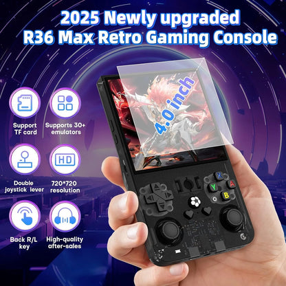 NEW R36 MAX Retro Handheld Game 4.0Inch IPS Screen Console 128GB Portable Video Player Supports 30+ Emulators 20000+Gremas
